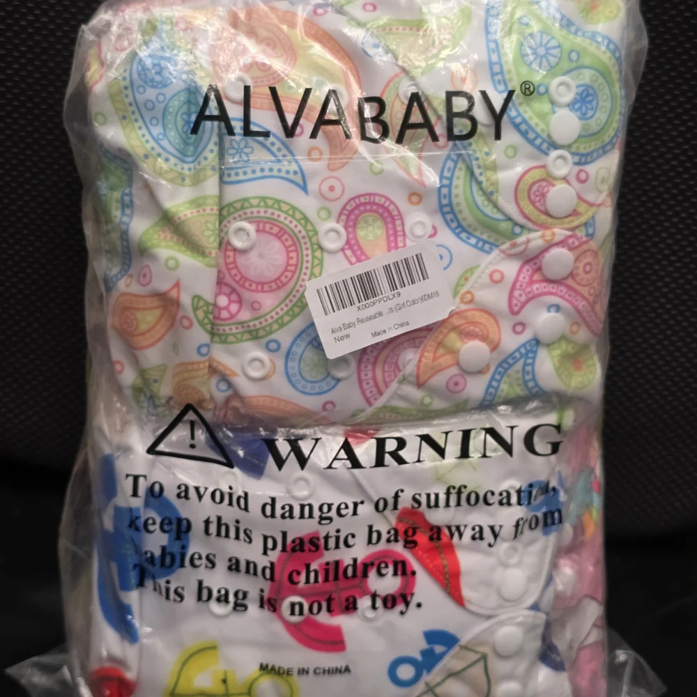 ALVA BABY 6 PACK POCKET CLOTH DIAPERS Girl Colors - ONE SIZE - NEW, SEALED